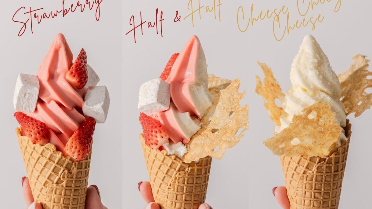 J&S_Spring2026_SoftServe Juice&Sweetsの春メニュー。ストロベリーソフト、チーズソフトとそのミックスが登場